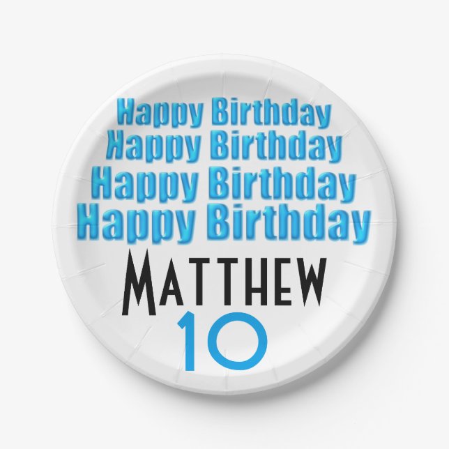 10. Geburtstags-Party-personalisierter Pappteller (Vorderseite)