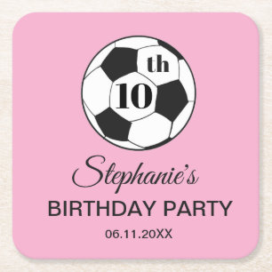 10. Geburtstagsfeier Fußball Pink Mädchen Sport Rechteckiger Pappuntersetzer