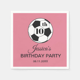 10. Geburtstagsfeier Fußball Pink Mädchen Sport Serviette