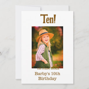 10. Geburtstagsfoto Name Datum einfach braun beige Einladung