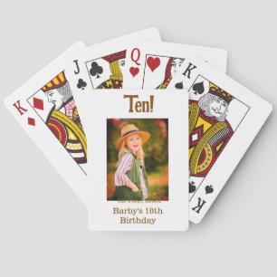 10. Geburtstagsfoto Name Datum einfach braun beige Spielkarten