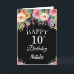10. Geburtstagskarte Blume Schwarze Karte<br><div class="desc">10. Geburtstag Wasserfarben Floral Blume Schwarze Karte mit personalisiertem Namen und Alter. Für weitere Anpassungen klicken Sie bitte auf die Schaltfläche "Anpassen" und verwenden Sie unser Designwerkzeug,  um diese Vorlage zu ändern.</div>