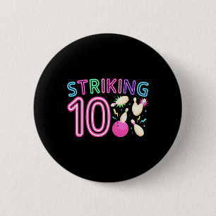 10. Geburtstagsparty Bowling Girl 10 Jahre alt Bow Button