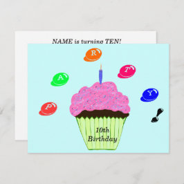 10. Geburtstagsparty Candy Bits Cupcake Einladung