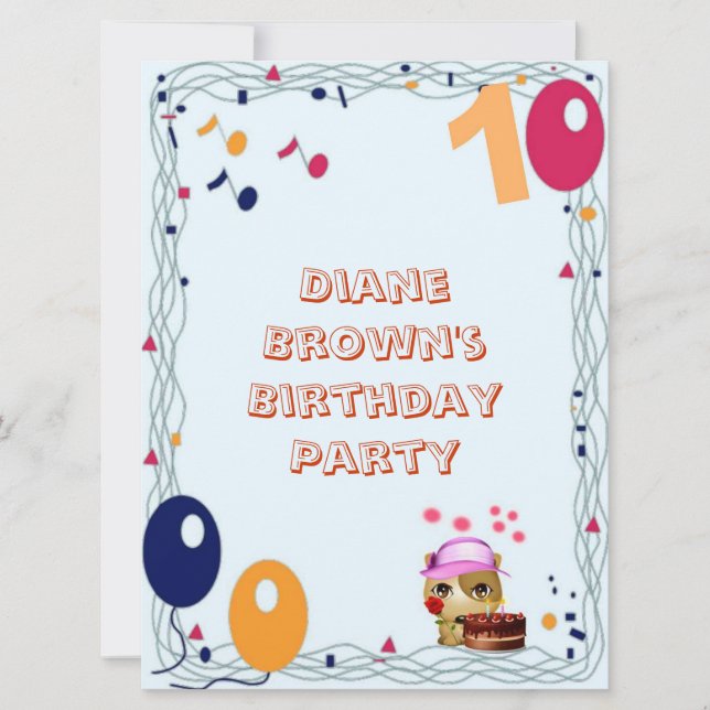 10. Geburtstagsparty Einladung (Vorderseite)