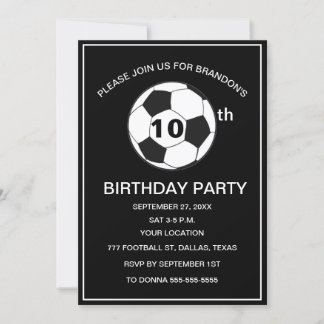 10. Geburtstagsparty Fußball Black Boys Sport Einladung