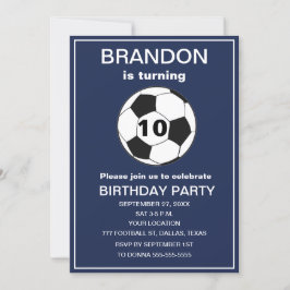 10. Geburtstagsparty Fußball Navy Blue Boys Sports Einladung
