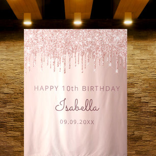 10. Geburtstagsparty Rose Gold Glitzer Tropfen Mäd Wandteppich
