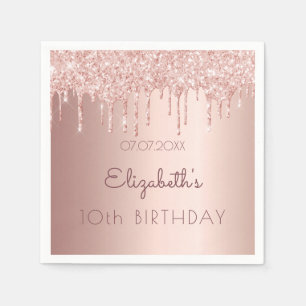 10. Geburtstagsparty Rose Gold Tropfen 10 Mädchen  Serviette