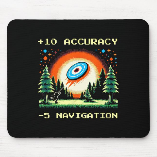 +10 Genauigkeit –5 Navigation Pixel Disc Golf Spie Mousepad (Vorne)