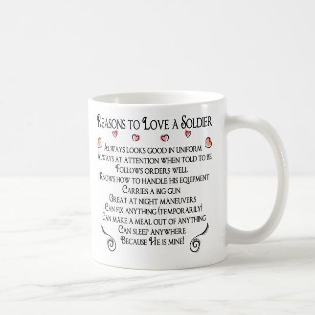 10 Gründe zur Liebe ein Soldat, 10 Gründe zum lov… Kaffeetasse (Rechts)