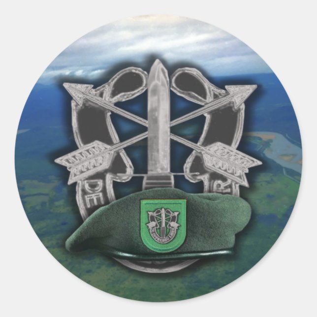10. Gruppe der Spezialeinheiten Green Berets son S Runder Aufkleber (Vorderseite)