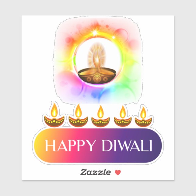 #10.Happy Diwali das Lichteffekt Indiens Aufkleber (Blatt)