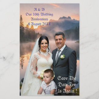 10. Hochzeitsjubiläum Foto Paar Kind Speichern Briefpapier
