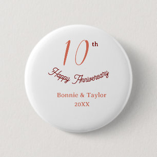 10. Hochzeitsjubiläum Pfirsich Pastell Name Retro Button