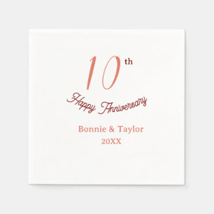 10. Hochzeitsjubiläum Pfirsich Pastell Name Retro Serviette