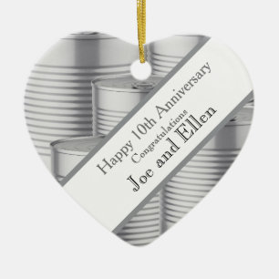 10. Hochzeitsjubiläum, Zinn-Jubiläum Keramik Ornament