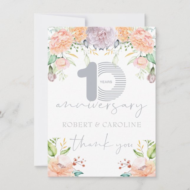 10. Hochzeitstag Blumenbeweis Vielen Dank Dankeskarte (Vorderseite)