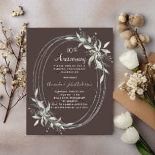 10. Hochzeitstag Braun Grün Einladung