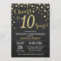 10. Hochzeitstag Chalkboard Black and Gold