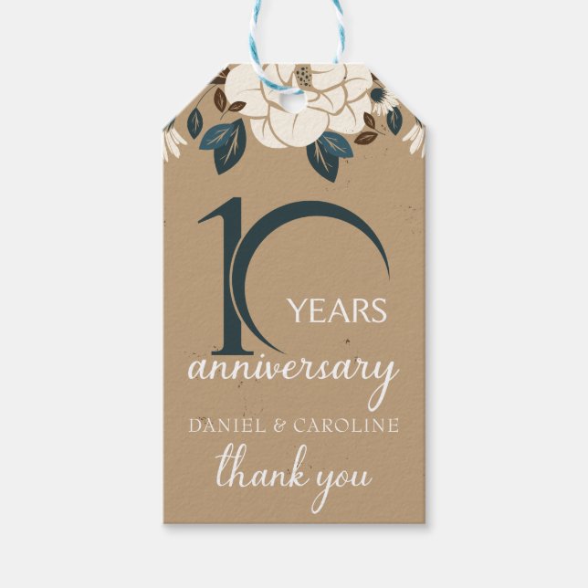 10. Hochzeitstag Danke an Rustic Geschenkanhänger (Vorderseite)