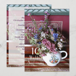 10. Hochzeitstag Einladung Vintager Teekanne