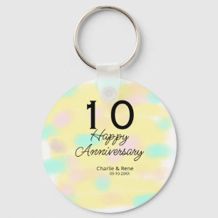 10 Hochzeitstag gelber Pastell-Name Retro Bo Schlüsselanhänger