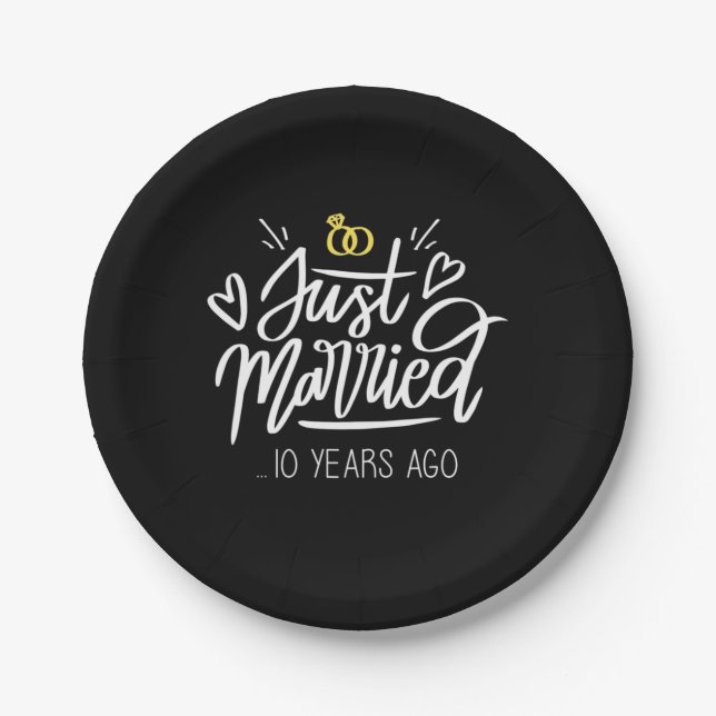 10. Hochzeitstag Pappteller (Vorderseite)