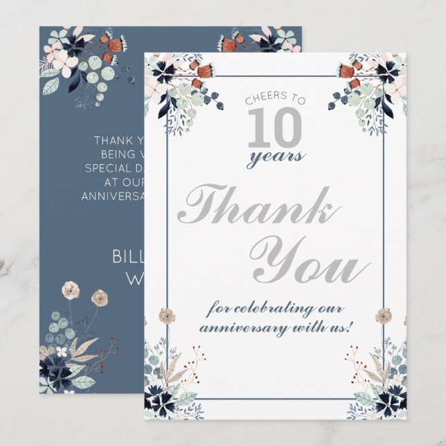 10. Hochzeitstag Party bis 10 Jahre Dankeskarte (Vorne/Hinten)