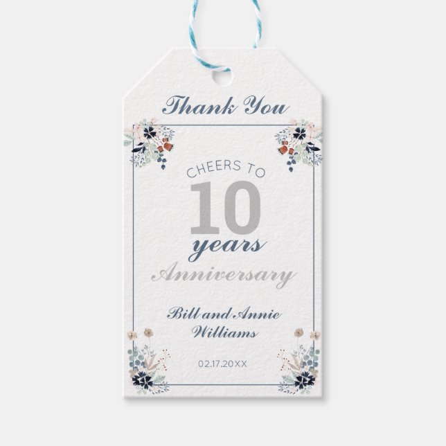 10. Hochzeitstag Party bis 10 Jahre Geschenkanhänger (Vorderseite)