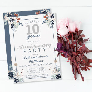 10. Hochzeitstag Prost auf 10 Jahre Party Einladung