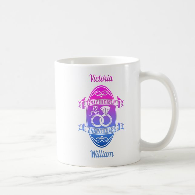 10. Hochzeitstag TIN ALUMINUM Kaffeetasse (Rechts)