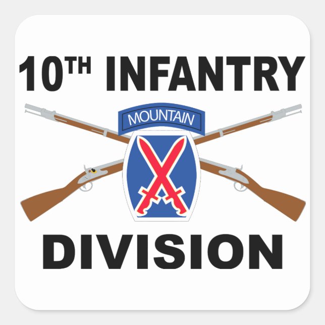10. Infanterieabteilung - Gebirge - Überquerte Gew Quadratischer Aufkleber (Vorderseite)