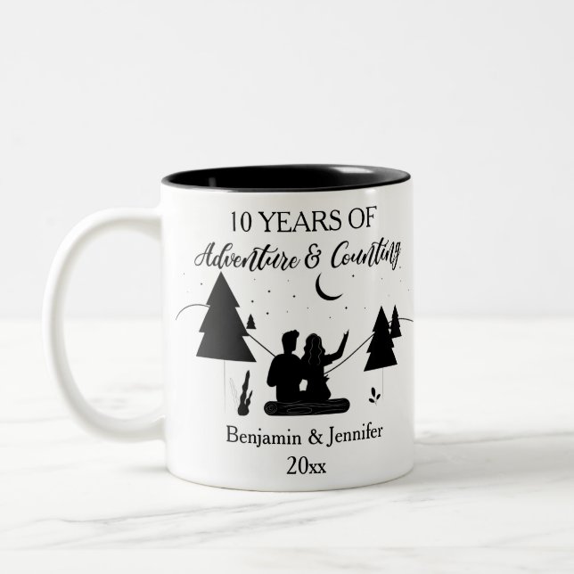 10 Jahre Abenteuer- und Zählzeit-Individuelle Name Zweifarbige Tasse (Links)