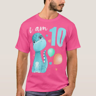 10 Jahre alt 10 Geburtstag Outfit Boy Girl Dino Di T-Shirt