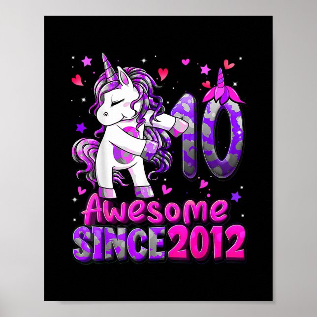10 Jahre alt Einhorn Flossing 10. Geburtstagskind Poster (Vorne)