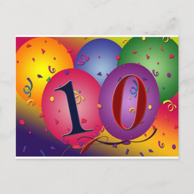 10 Jahre alte Geburtstagsballons! Postkarte (Vorderseite)