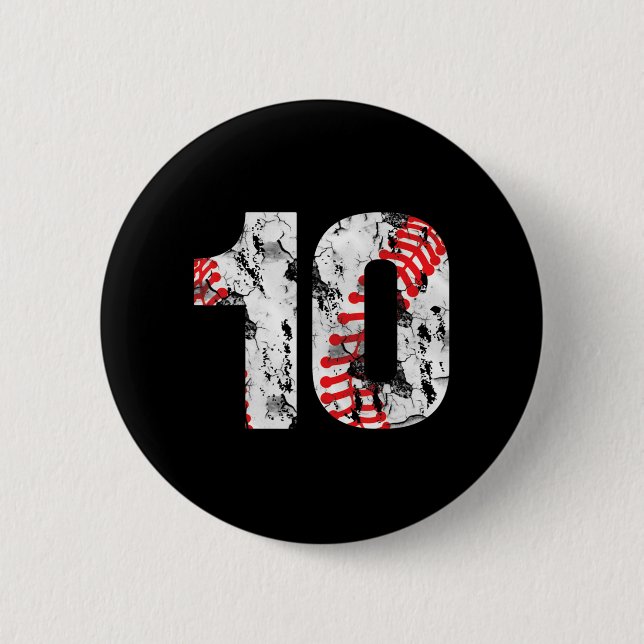 10 Jahre alte Geschenke Nummer 10 Baseball 10. Geb Button (Vorderseite)