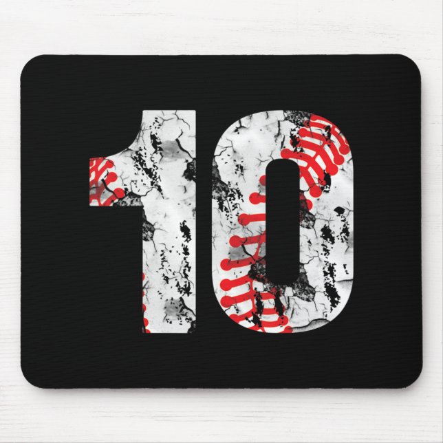 10 Jahre alte Geschenke Nummer 10 Baseball 10. Geb Mousepad (Vorne)