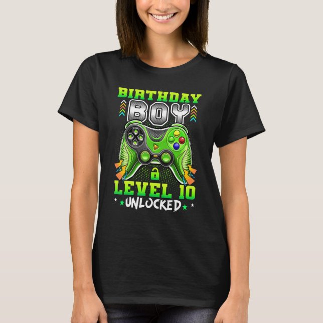10 Jahre alte Videospiele Gaming Stufe 10 Geburtst T-Shirt (Vorderseite)