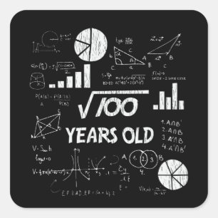 10 Jahre alter Tag Geeky Mathe 10. Geburtstag Gesc Quadratischer Aufkleber