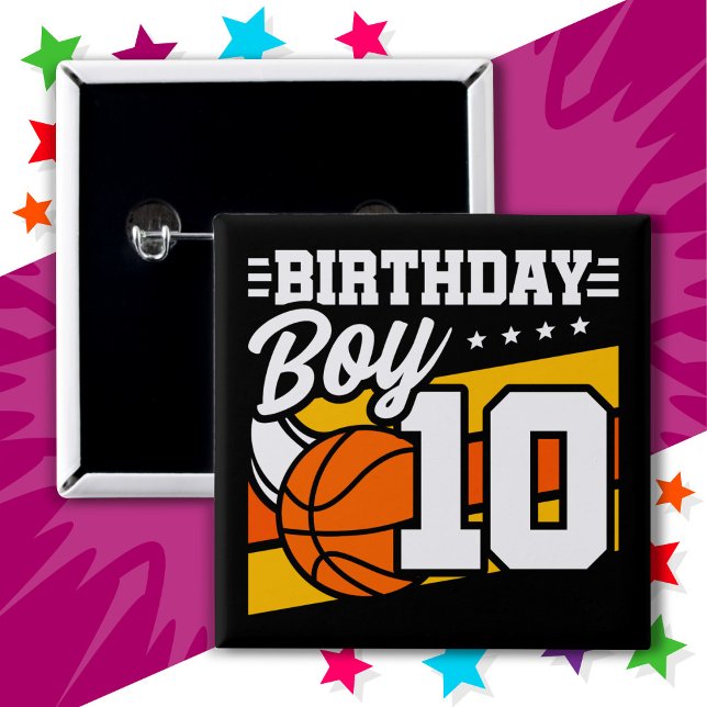 10 Jahre altes Basketball Party 10. Geburtstag Jun Button (Von Creator hochgeladen)