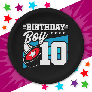 10 Jahre altes Hockey Party Thema 10. Geburtstag J Pappteller