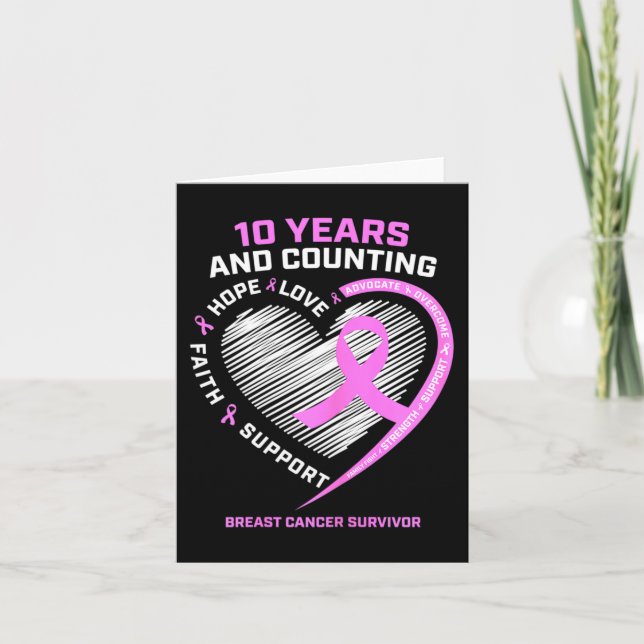 10 Jahre Brustkrebs Überlebenspenden für Frauen kö Karte (Vorderseite)
