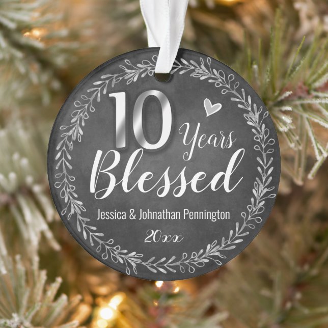 10 Jahre gesegnetes Hochzeitstil Ornament (Baum)