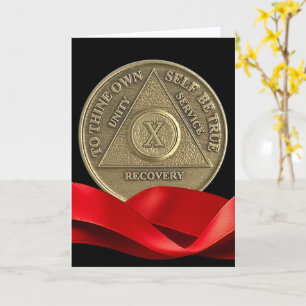 10 Jahre glückliche OM-Jubiläum-Coin Red Ribbon Karte