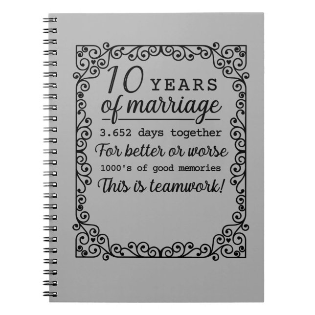 10 Jahre Hochzeitstag Notizblock (Vorderseite)