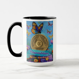 10 Jahre INDIVIDUELLE NAME OM Schmetterlinge Blume Tasse