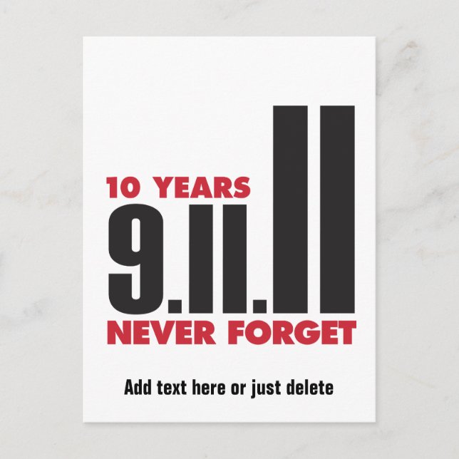 10 Jahre Jahrestag 11. September Postkarte (Vorderseite)