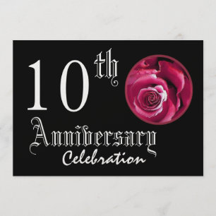 10 Jahre Rote Rose Premium Metallic Einladung